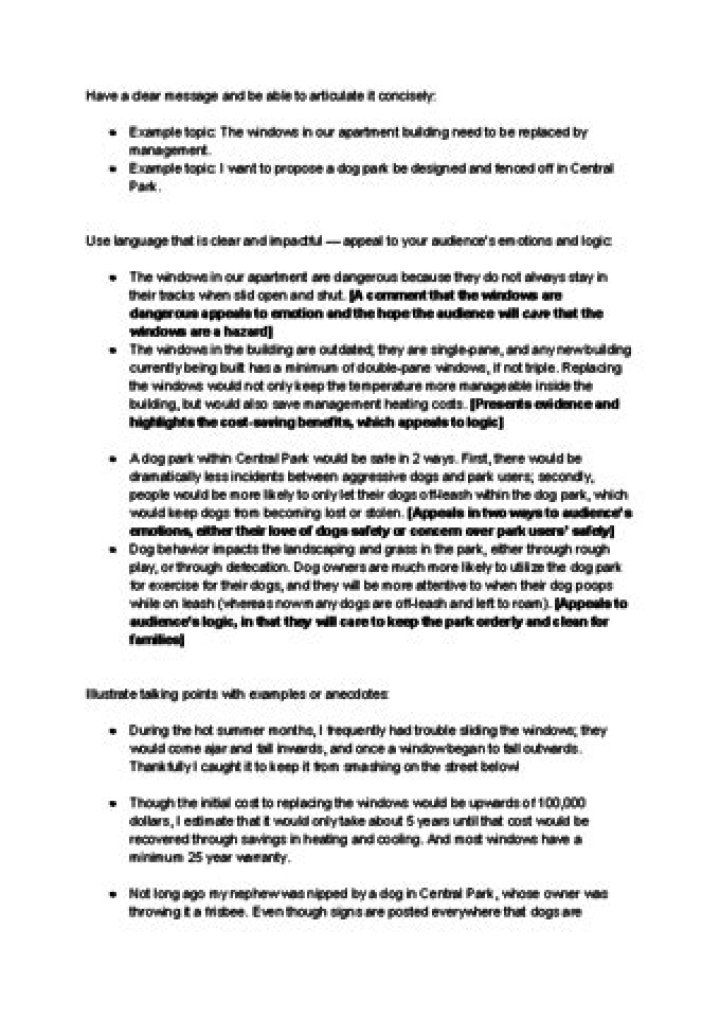 How to write talking points